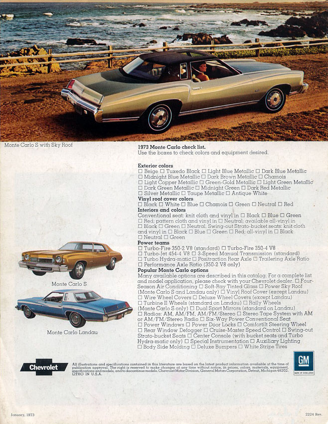 1973 Chevrolet Monte Carlo Brochure Page 8